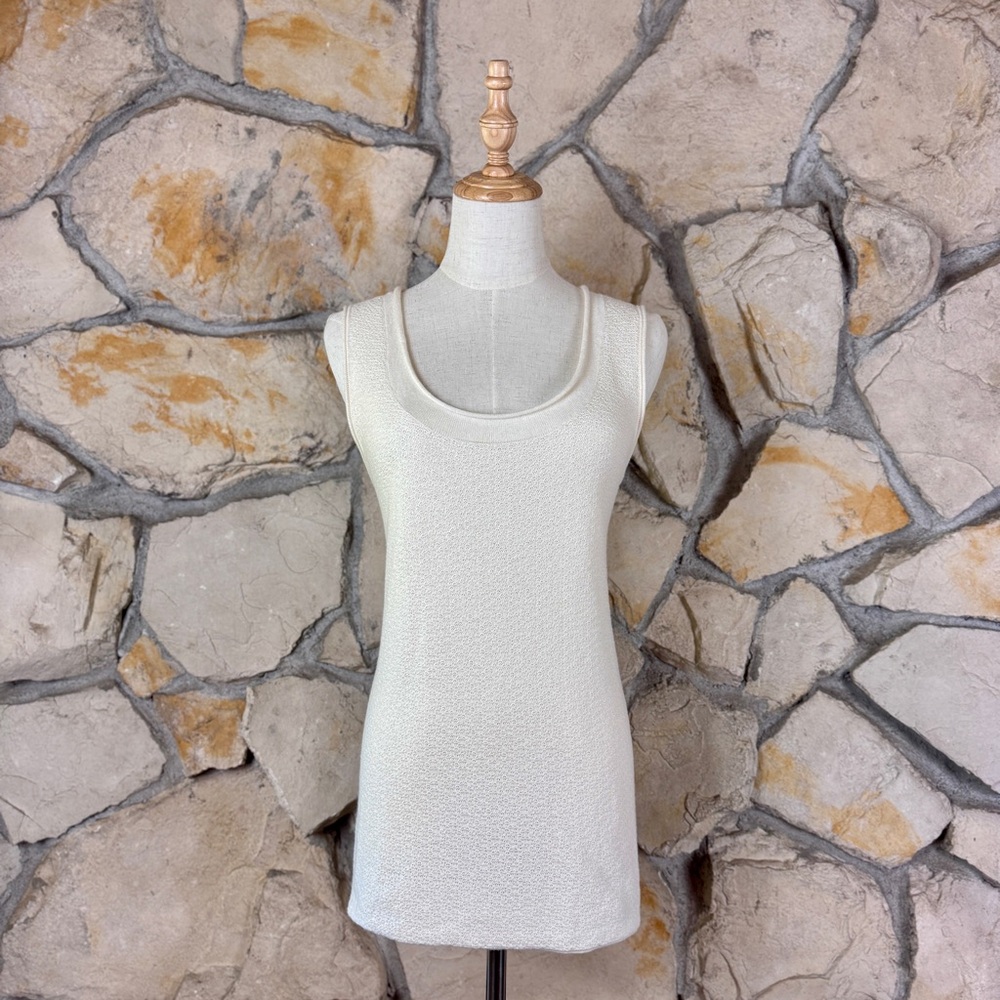 NWOT Eileen Fisher Made in Peru Scoop Neck Tank Mascarpone Cream | 1X
